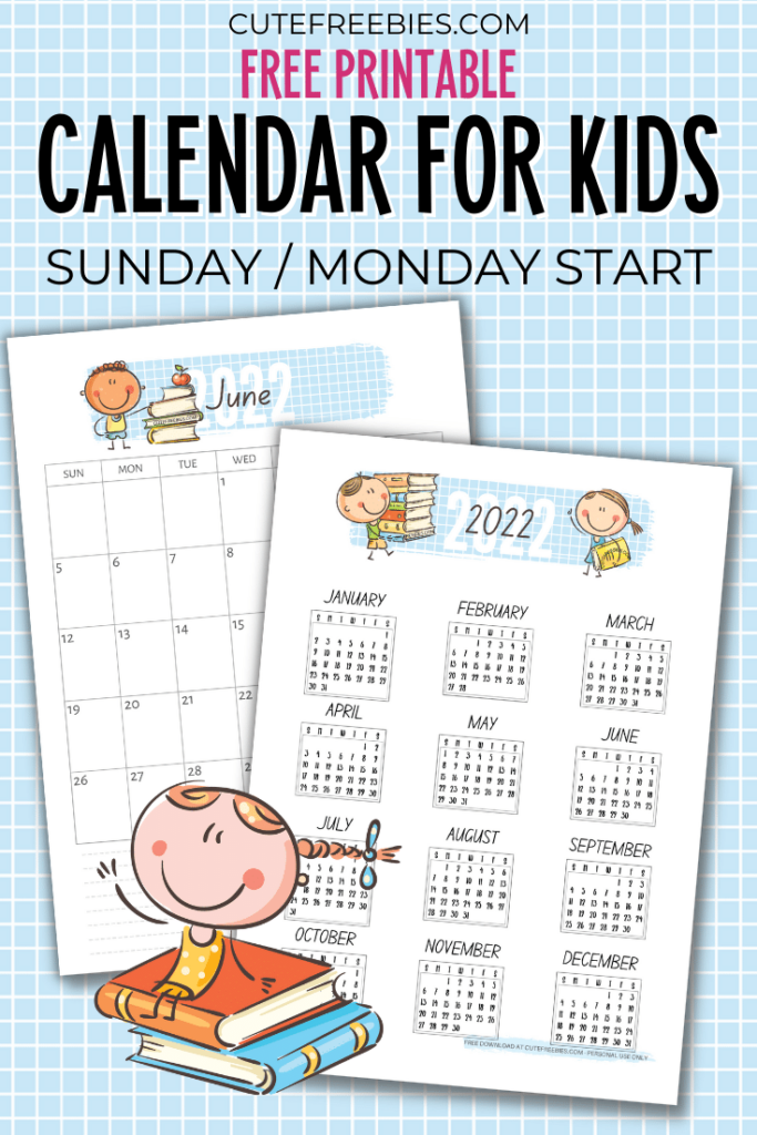 Kids calendar free printable pdf Cute Freebies For You