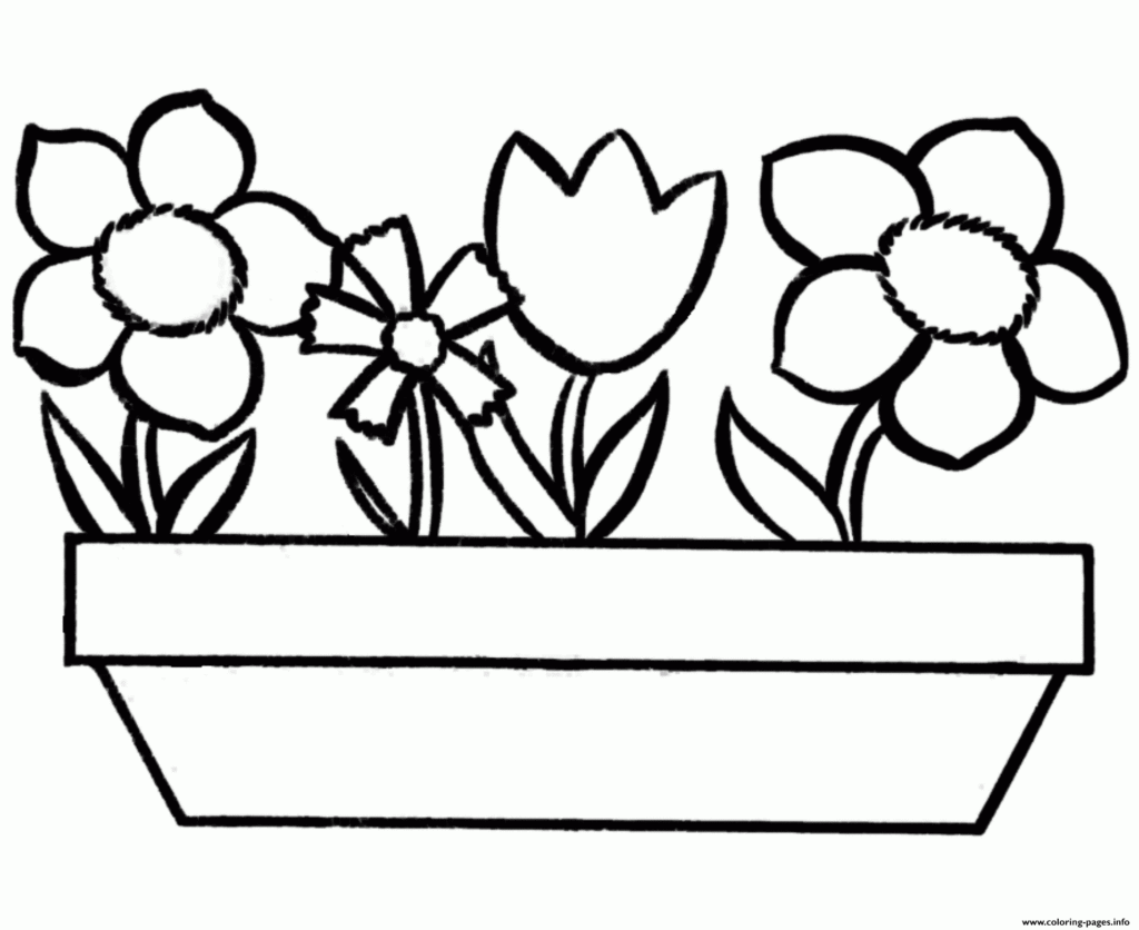 Kids Flowers Simple Coloring Page Printable