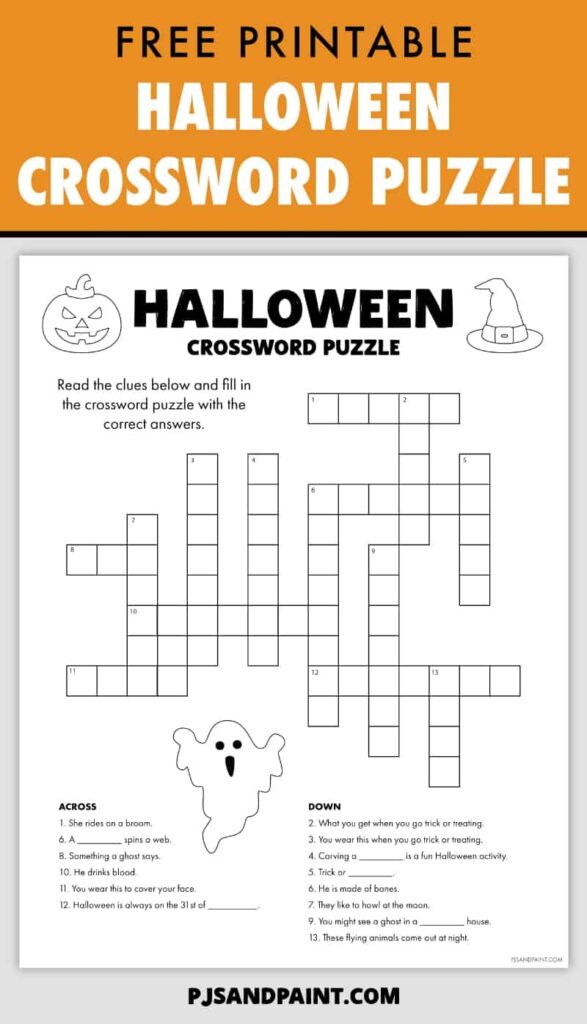 Kids Halloween Crossword Puzzles Printable