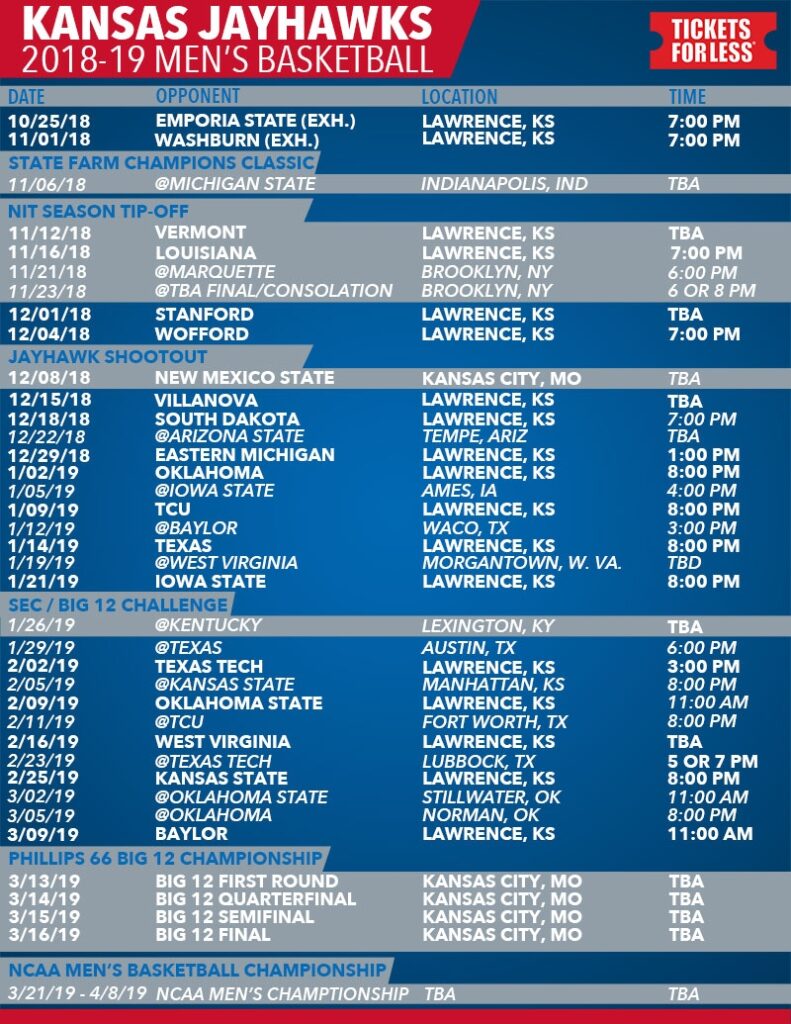 Ku Basketball Schedule 2021 20 Printable PrintableSchedule 