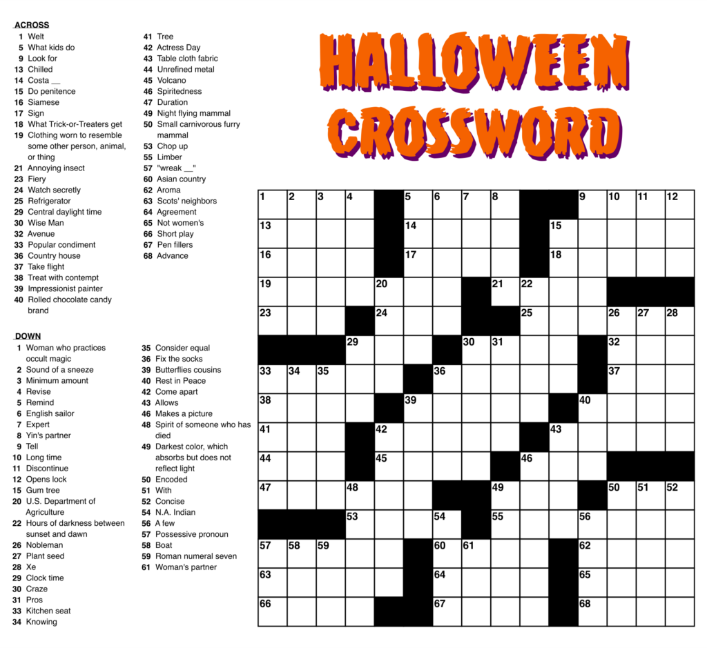 Large Print Printable Crossword Puzzles