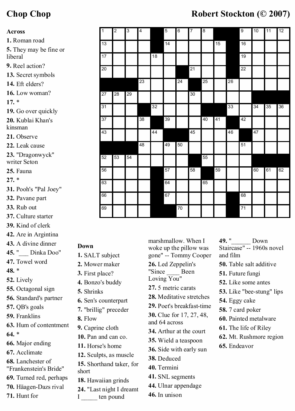 Large Print Printable Crossword Puzzles