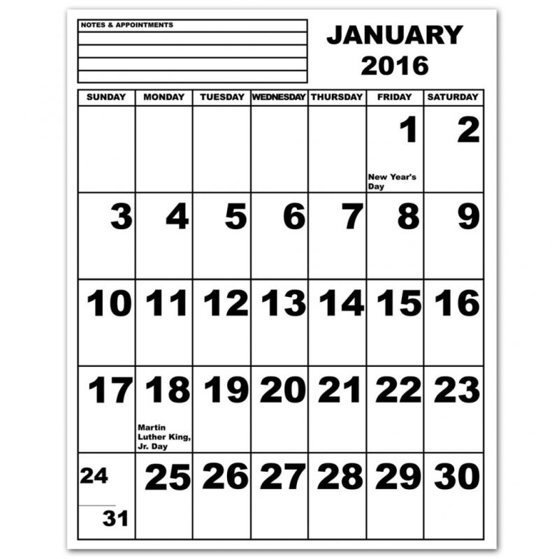 Large Printable Calendars