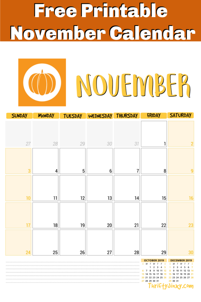 Large Printable November Calendar