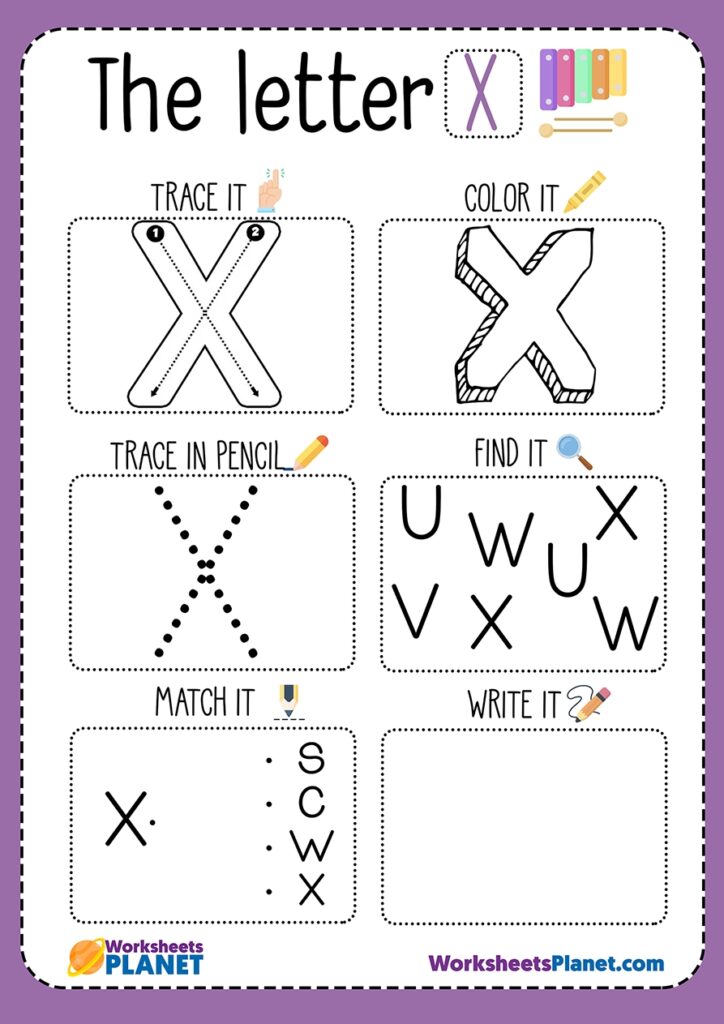 Letter X Tracing Worksheets