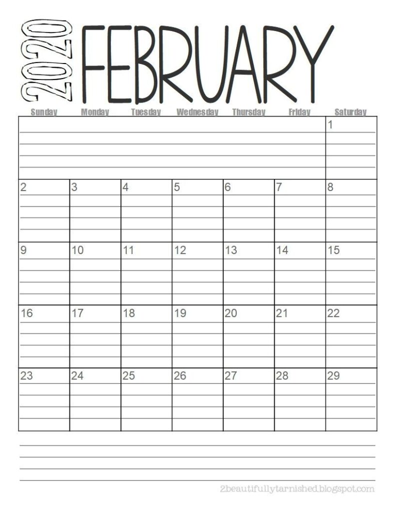 Lined Printable Calendar Printable And Enjoyable Learning