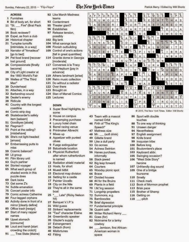 Los Angeles Times Crossword Puzzle For Today Printable