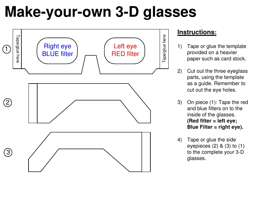 Make Your Own 3 d Glasses Template Download Printable PDF Templateroller