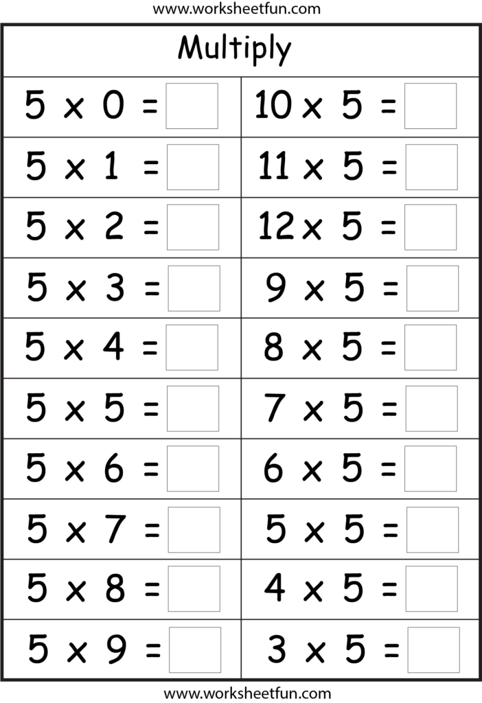 Multiplication Table Worksheet Printable