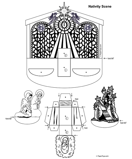 Nativity Scene Cut Out Free Printable 3D Paper Model Template