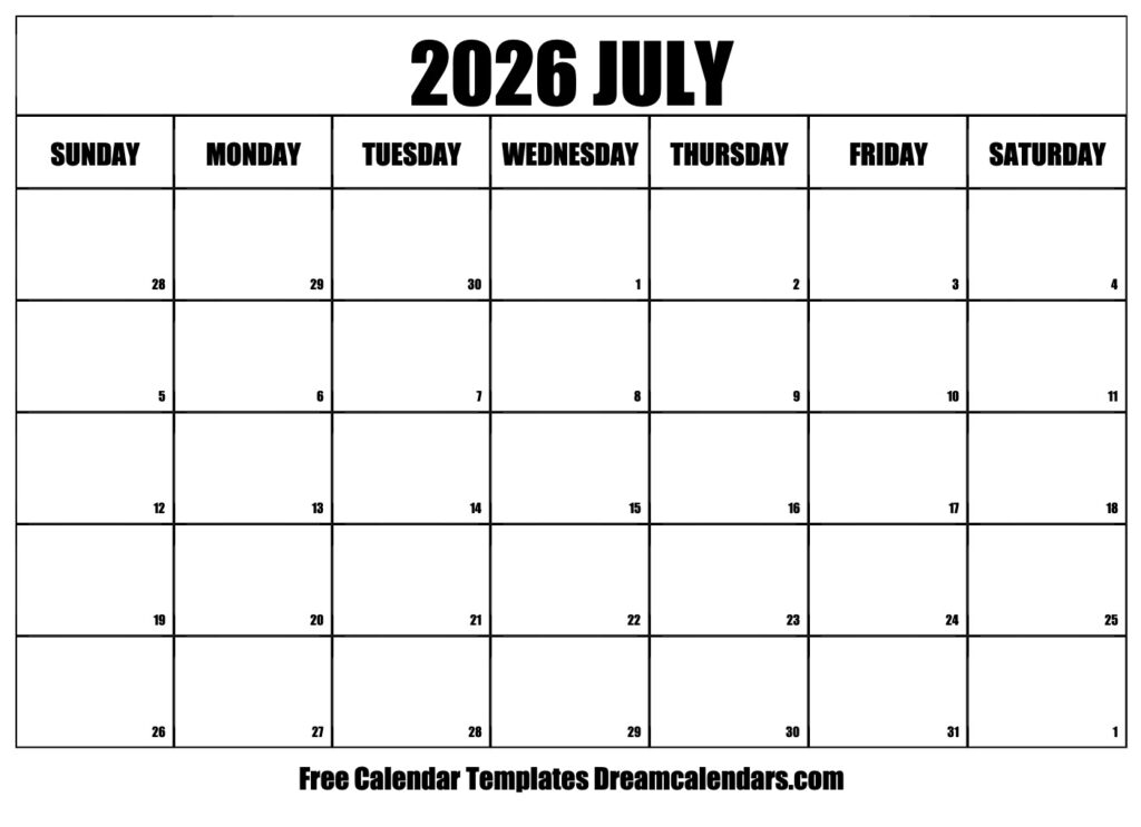 Navigating The Landscape Of July 2026 A Free Printable Calendar For