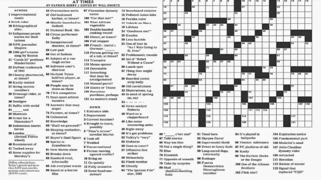 New York Times Printable Crossword Puzzle