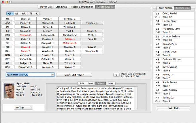 Nfl Depth Charts Printable