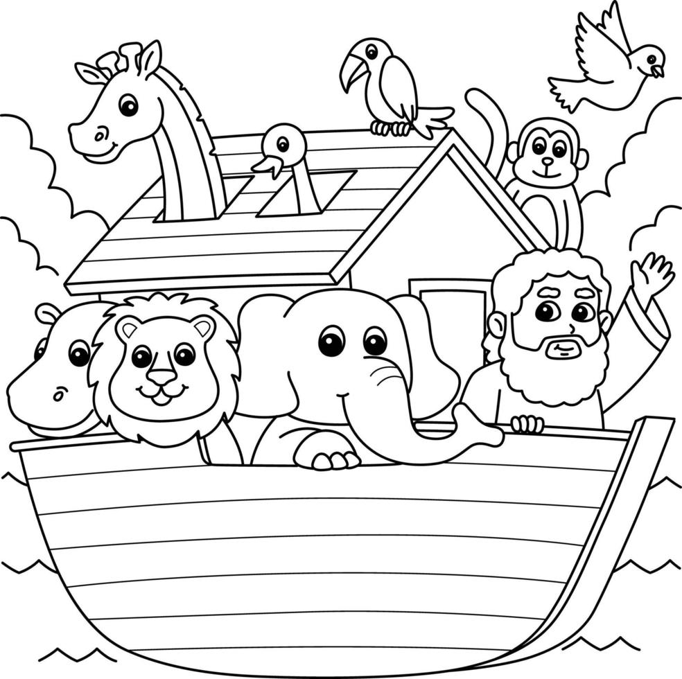 Noahs Ark Coloring Page For Kids 21501638 Vector Art At Vecteezy