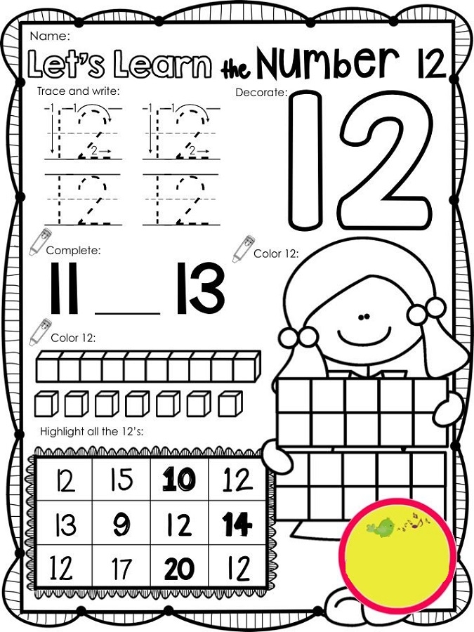 Number 12 Worksheets To Print Activity Shelter