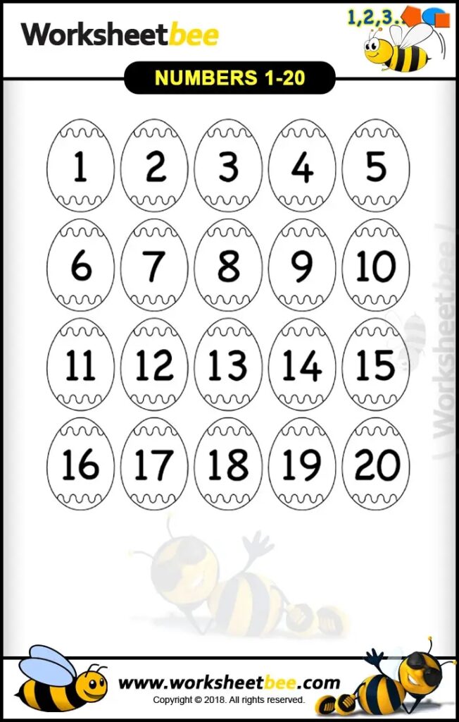 Number Coloring Sheets 1 20