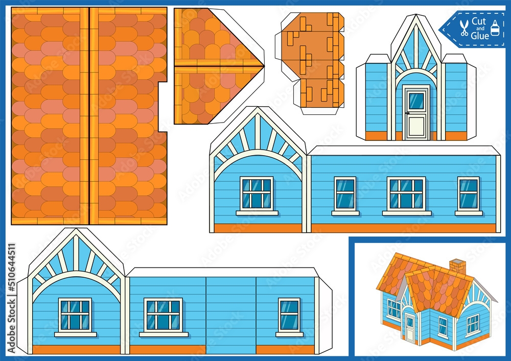 Paper Craft Of House Printable Template 3d Model Toys Building Kids