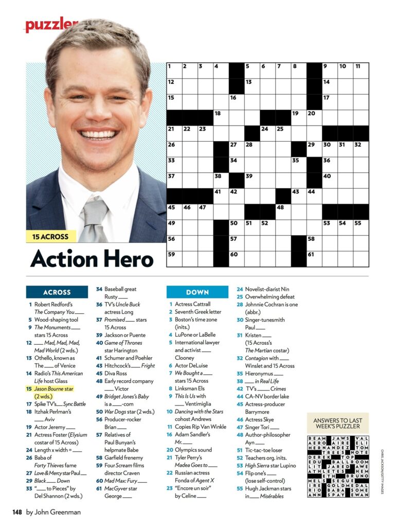 People Magazine Crossword Printable Printable JD