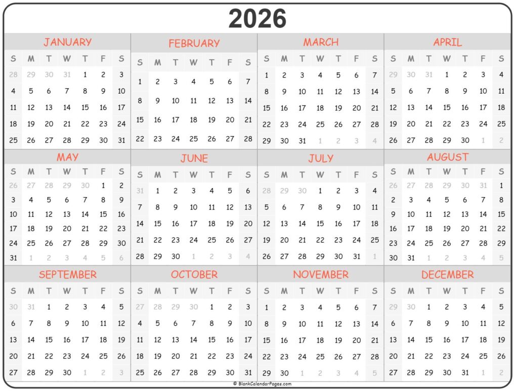 Printable 2025 2026 Blank Calendars Print Emma Underwood