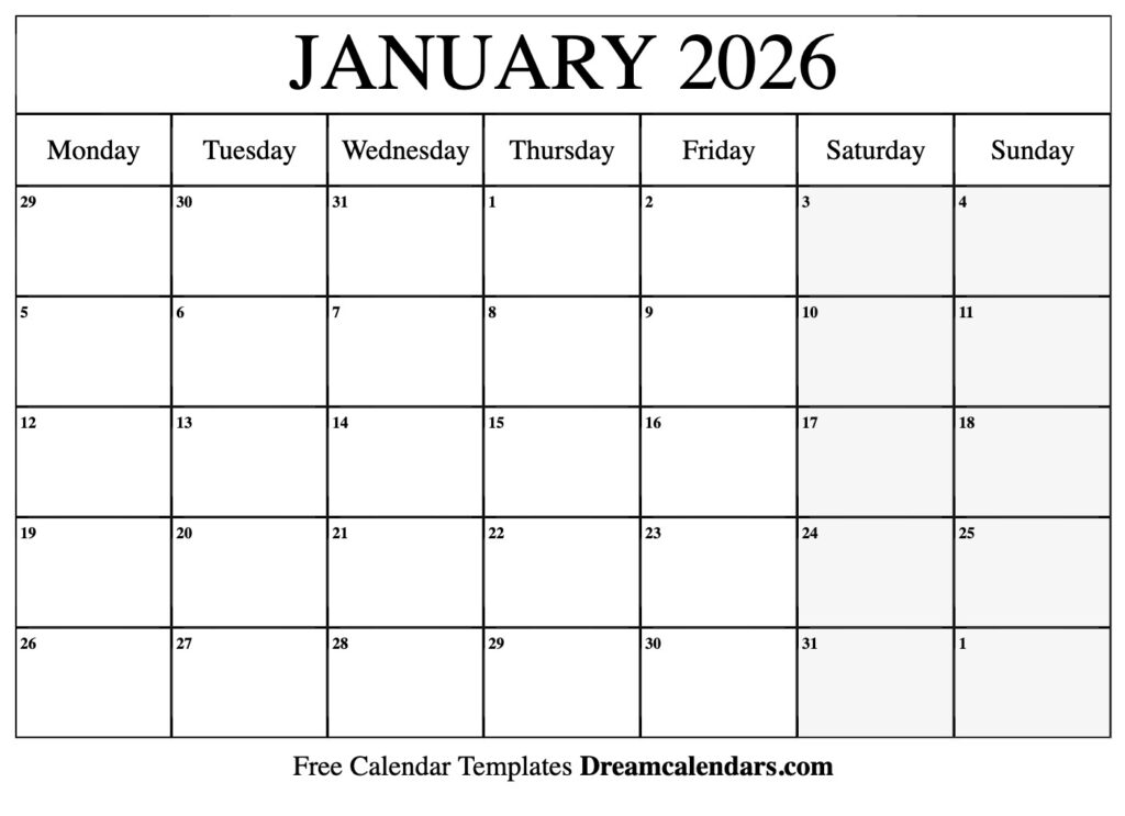 Printable 2026 Calendar