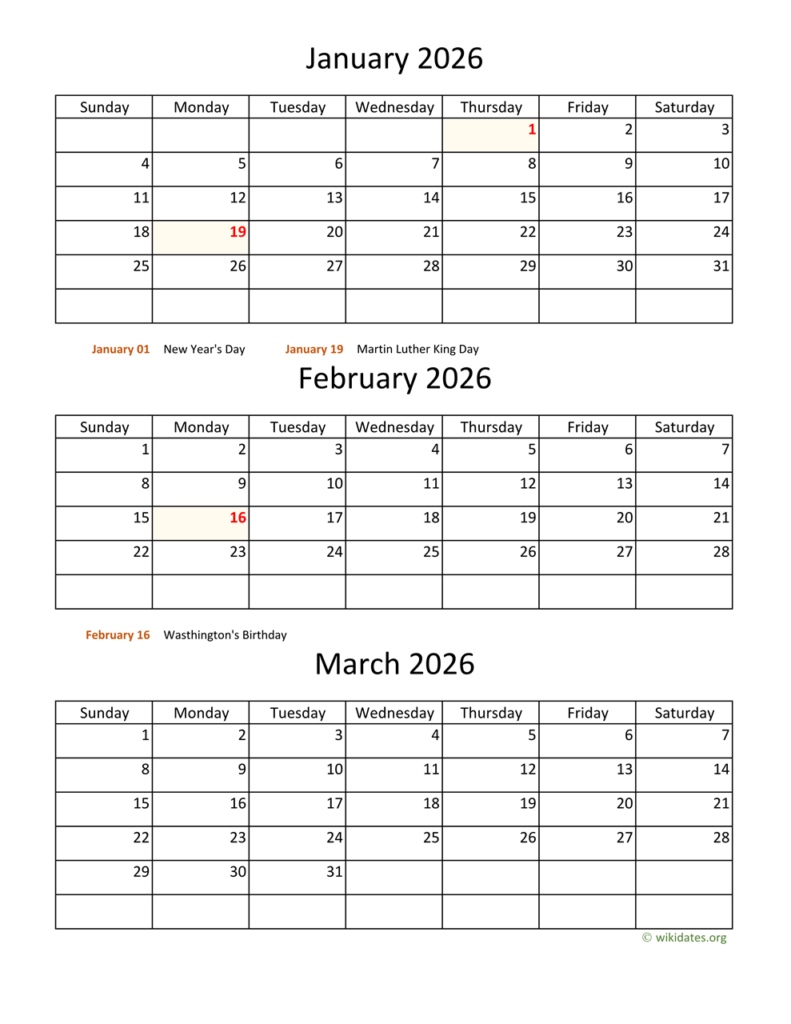 Printable 2026 Calendar WikiDates