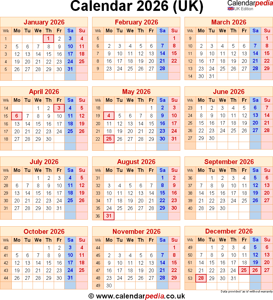 Printable 2026 Calendar With Week Numbers