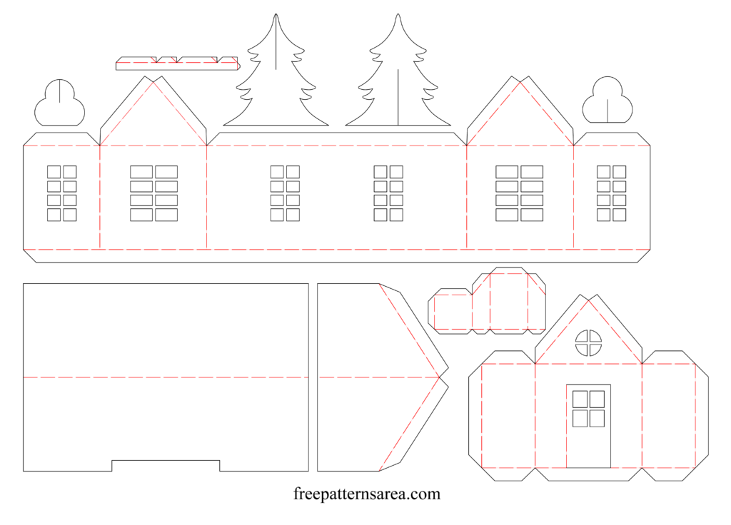 Printable 3D Paper House Template For Craft FreePatternsArea Fillable