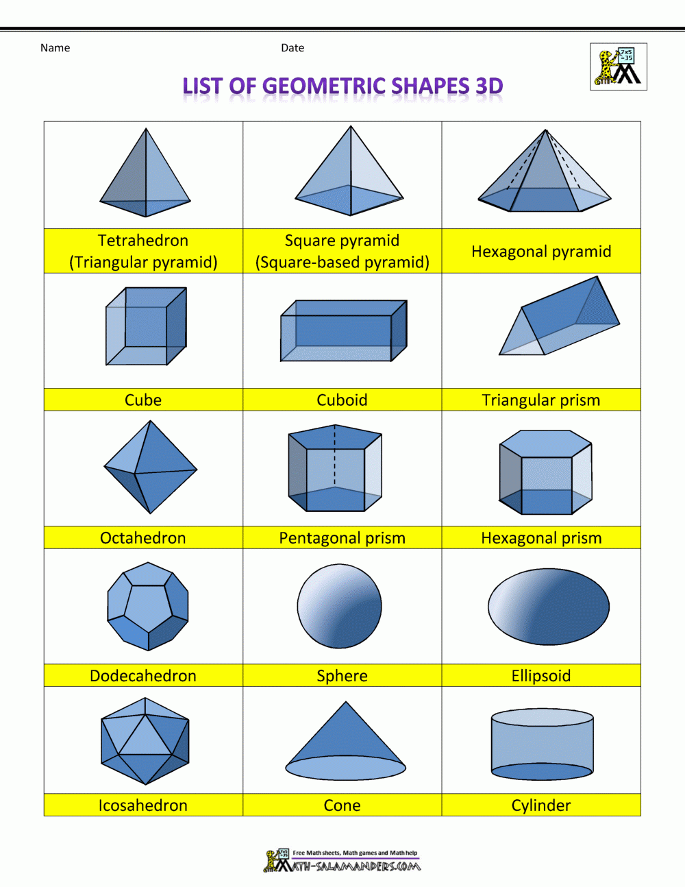 Printable 3d Shapes
