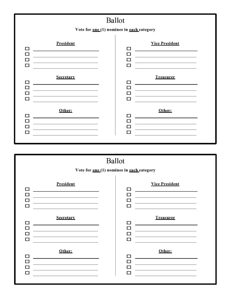 Printable Ballot Template