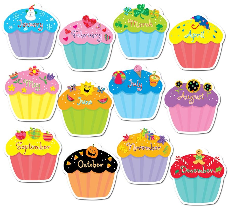 Printable Birthday Cupcakes Clipart With Months