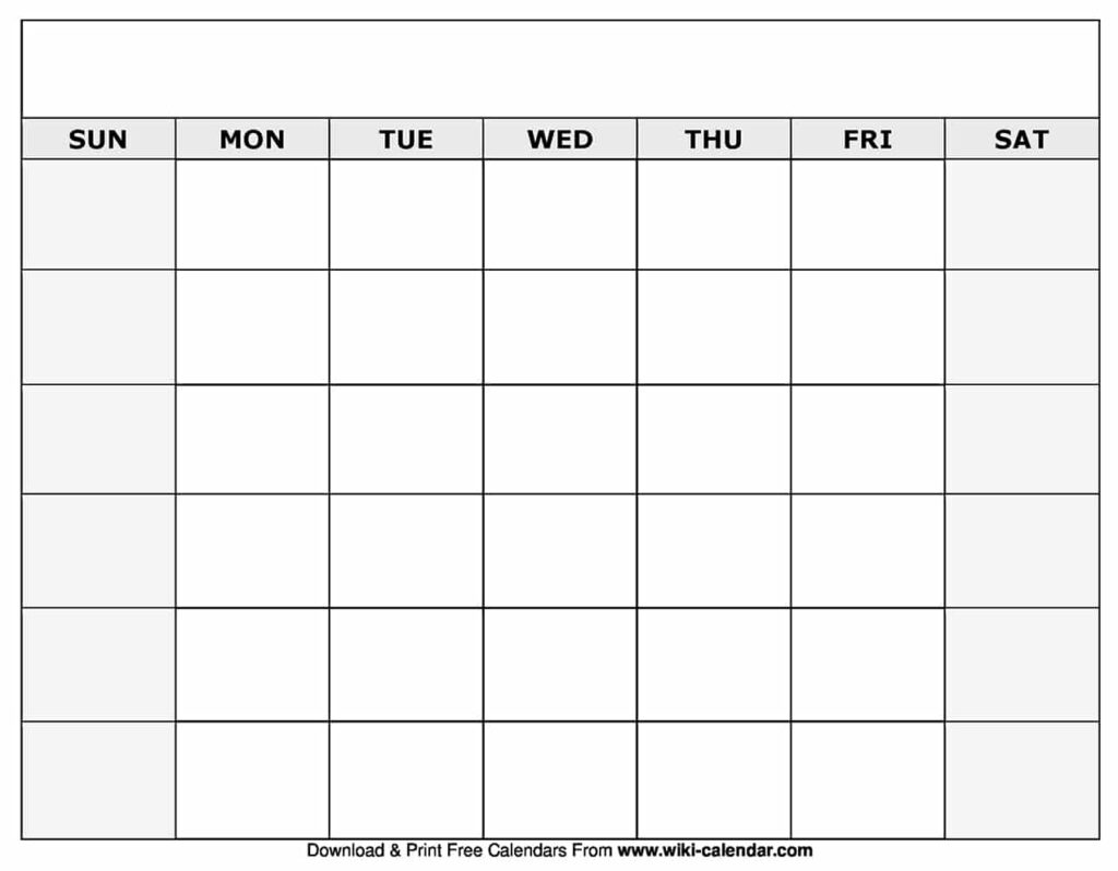 Printable Blank Calendar Templates