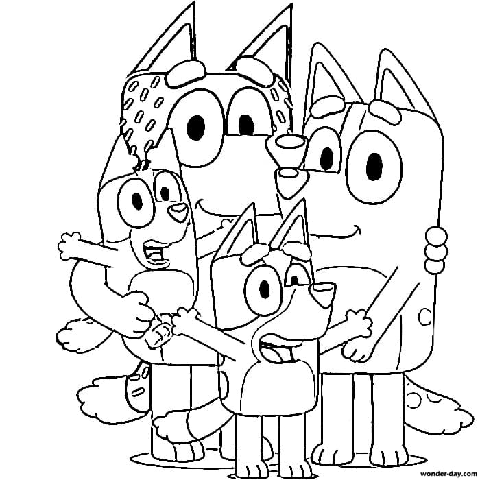 Printable Bluey Family Colouring Pages