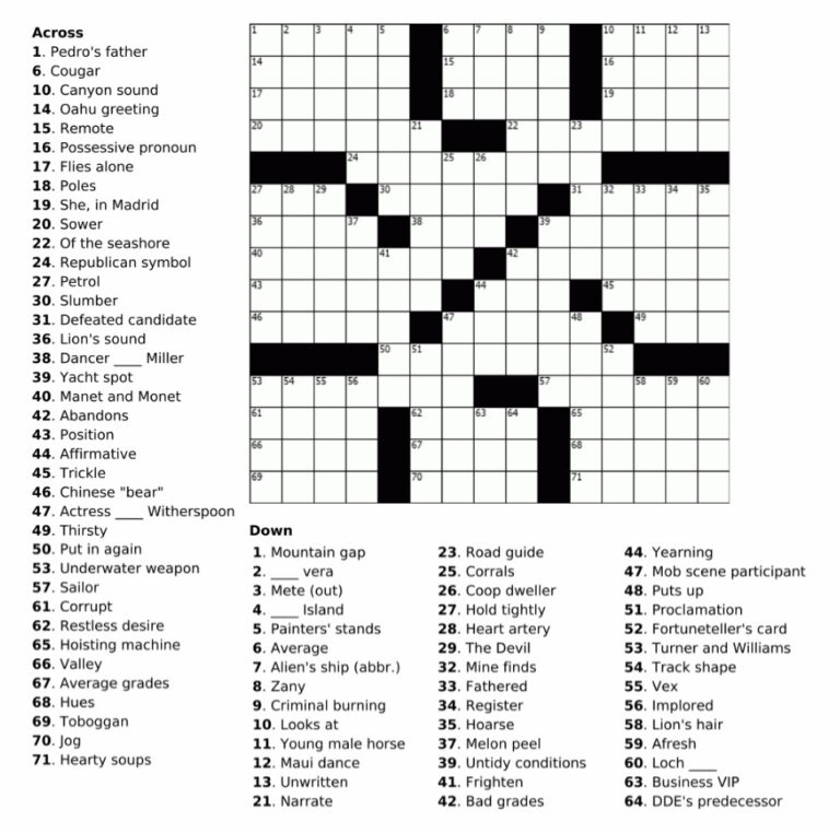 Printable Boatload Crossword Puzzles Printable JD