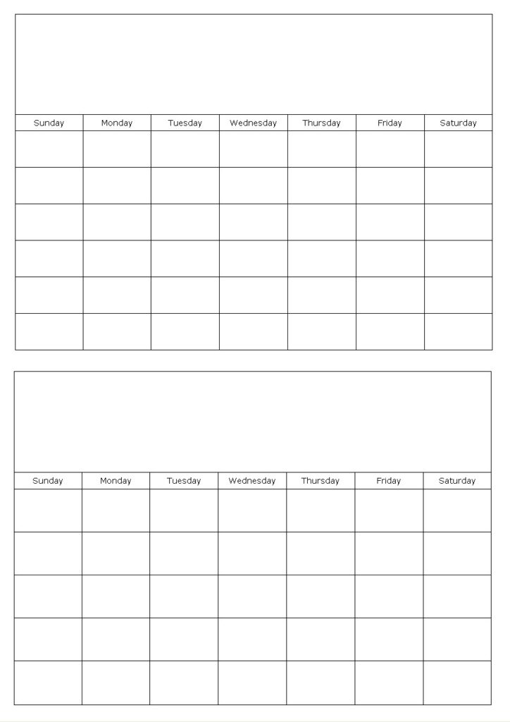 Printable Calendar 2 Months Per Page