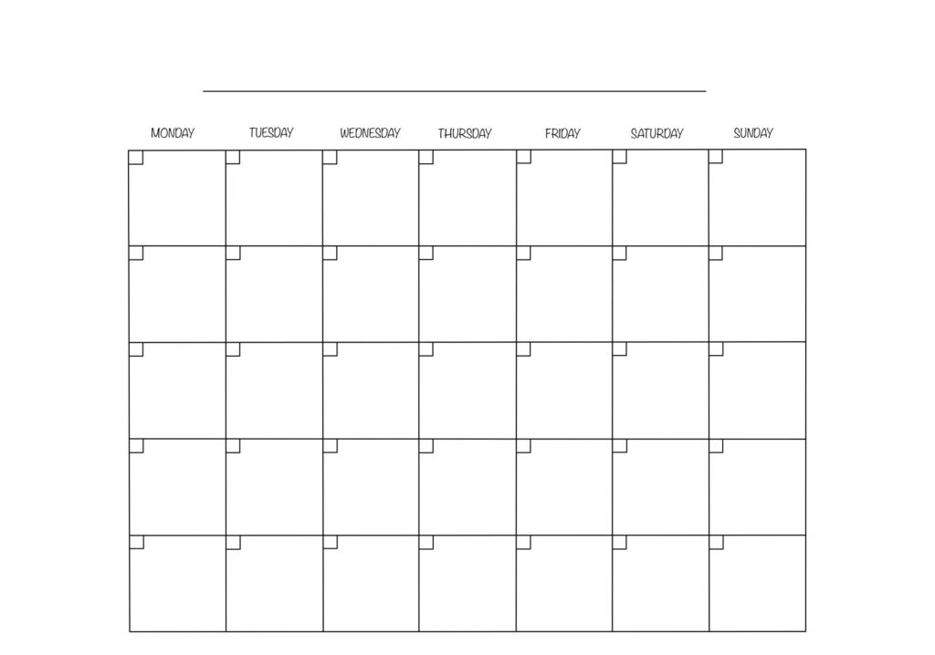 Printable Calendar Blank Month