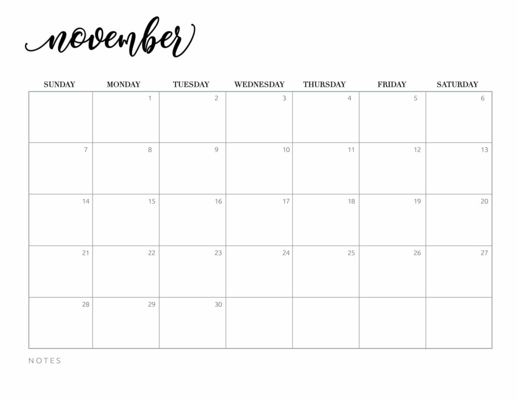 Printable Calendar November 2021