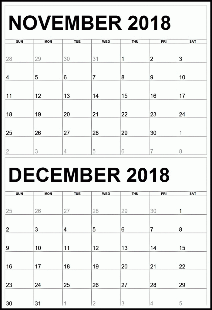 Printable Calendar November December Calendar Printables