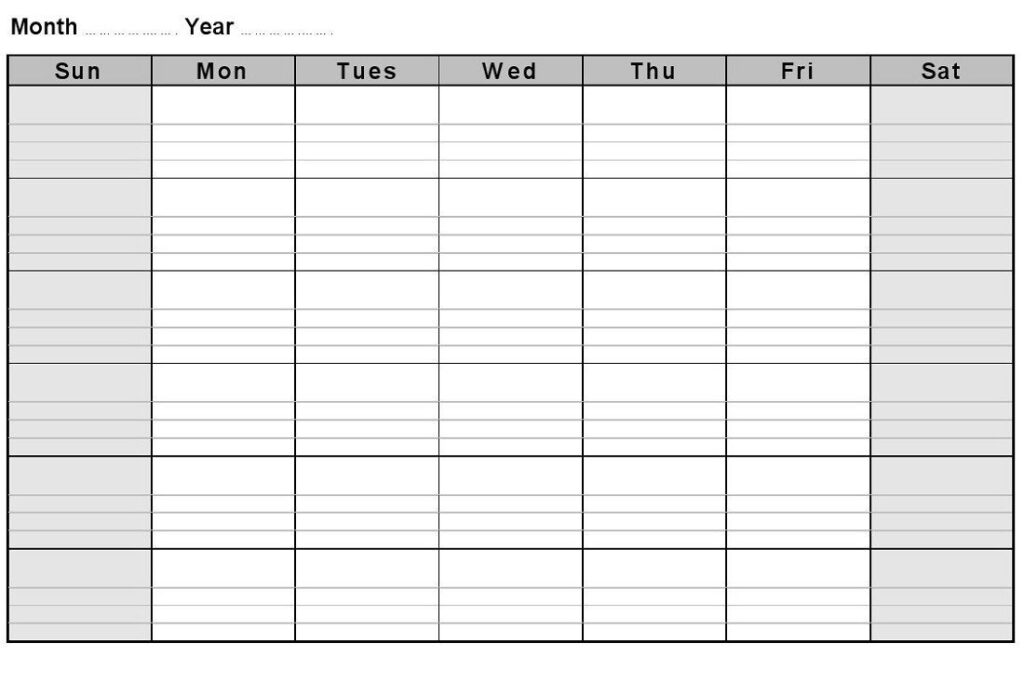 Printable Calendars With Lines