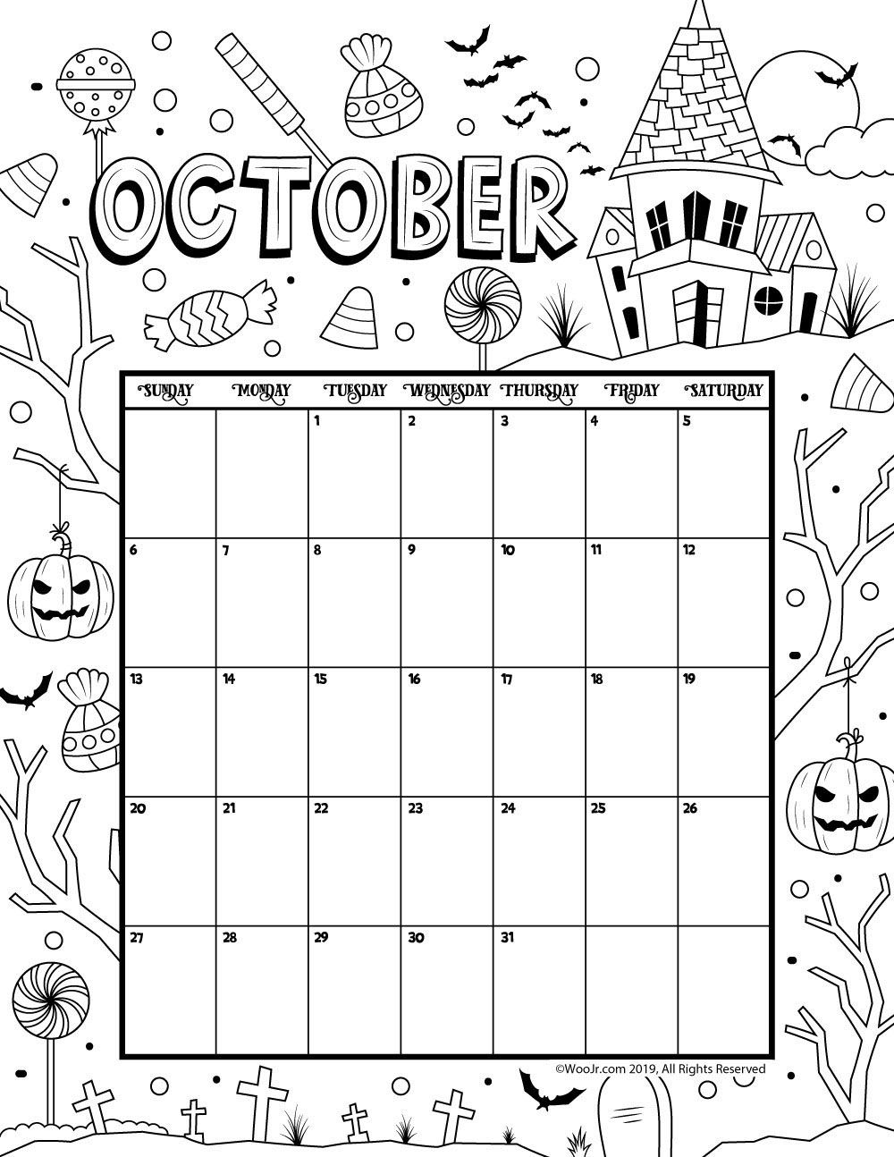 Printable Coloring Calendar