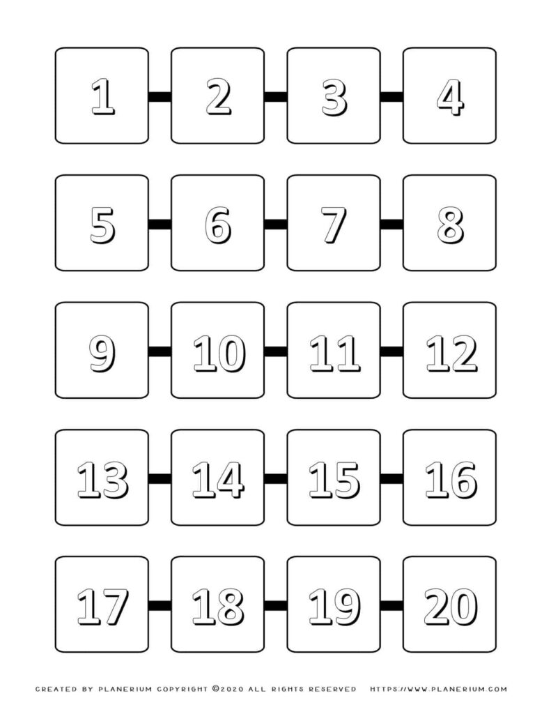Printable Coloring Pages Numbers 1 20