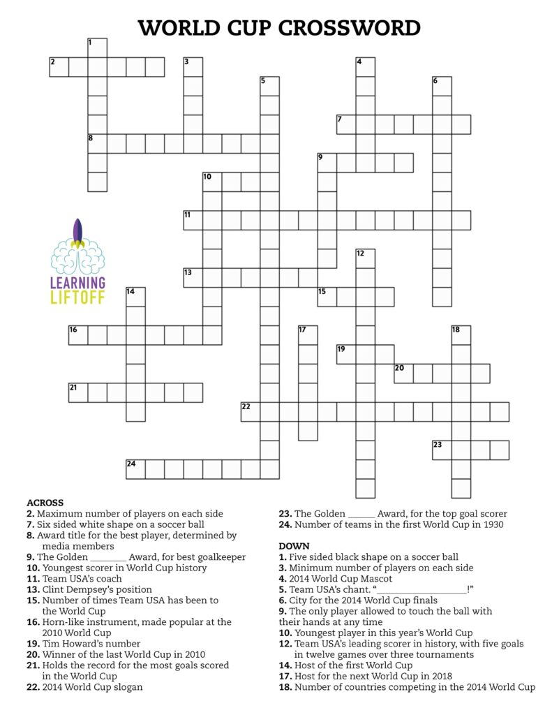 Printable Crossword Puzzles For 5Th Graders