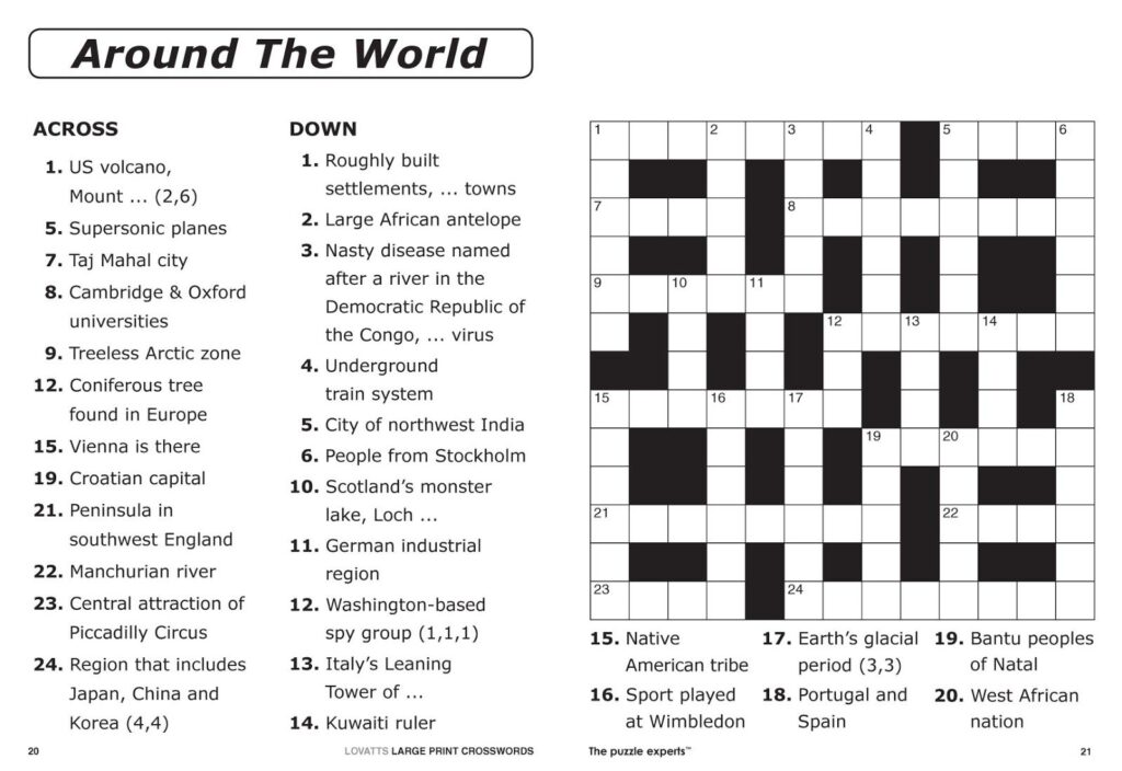 Printable Crossword Puzzles No Download Printable Crossword Puzzles