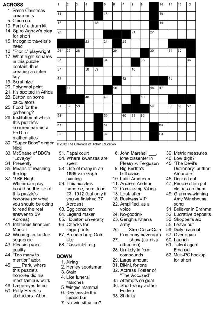 Printable Cryptic Crossword Puzzles Free Printable Crossword Puzzles 