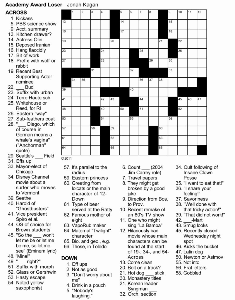 Printable Daily Crossword