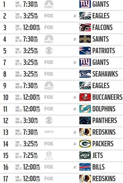 Printable Dallas Cowboys Schedule