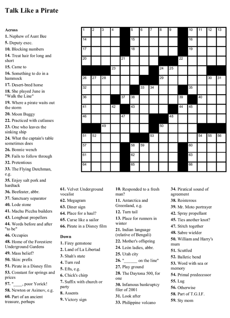 Printable Difficult Crossword Puzzles