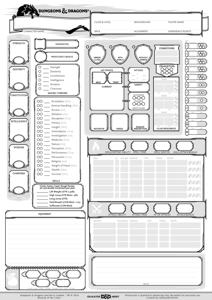 Printable Dnd Character Sheets