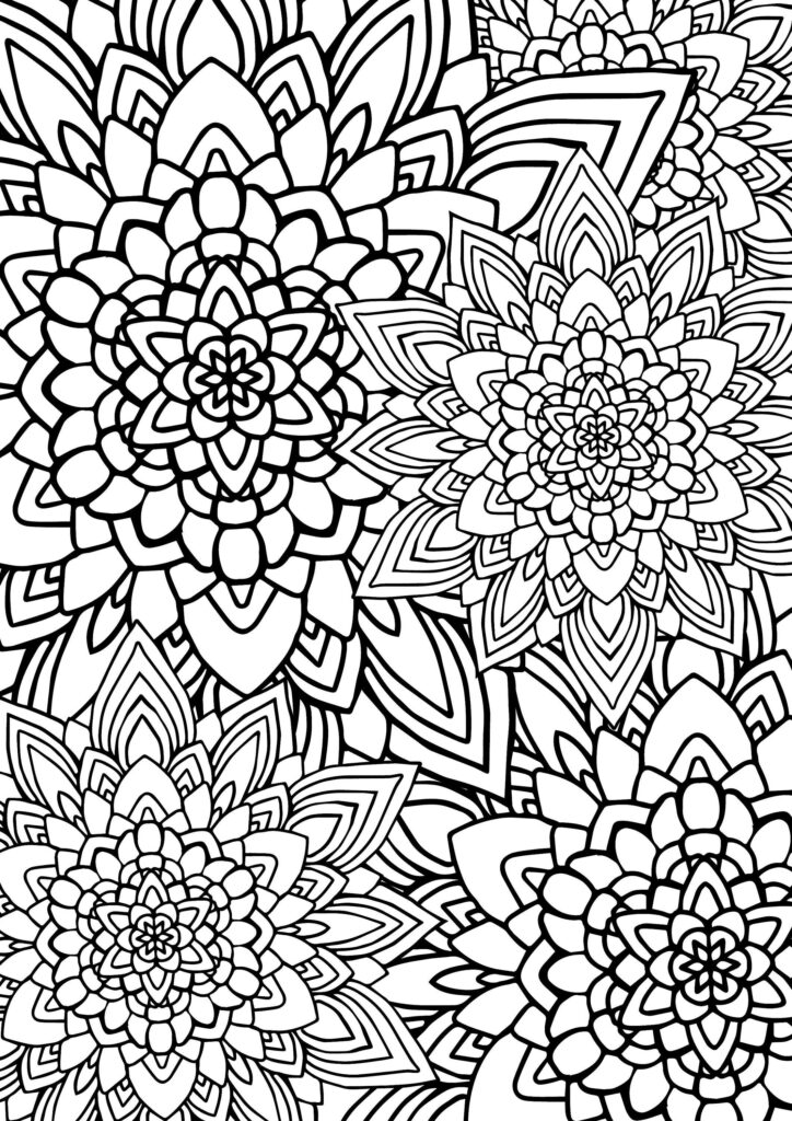 Printable Floral Mandala Colouring Page A4 US Letter Star Stickers 