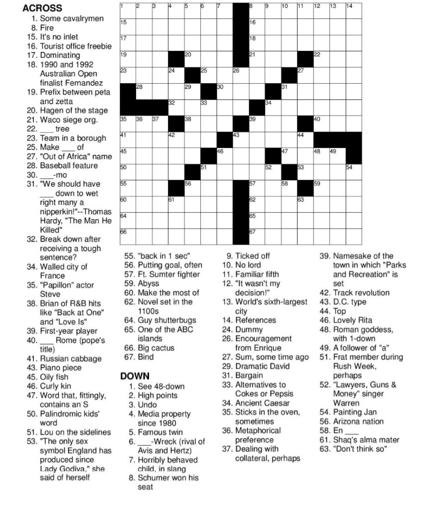 Printable Frank Longo Crossword Printable JD