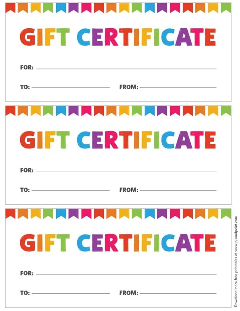 Printable Gift Certificate Template